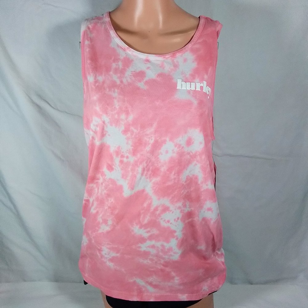 Hurley Men's Everyday Washed Lowers Tank Top-Pink Tie Dye-Size Small-NWT