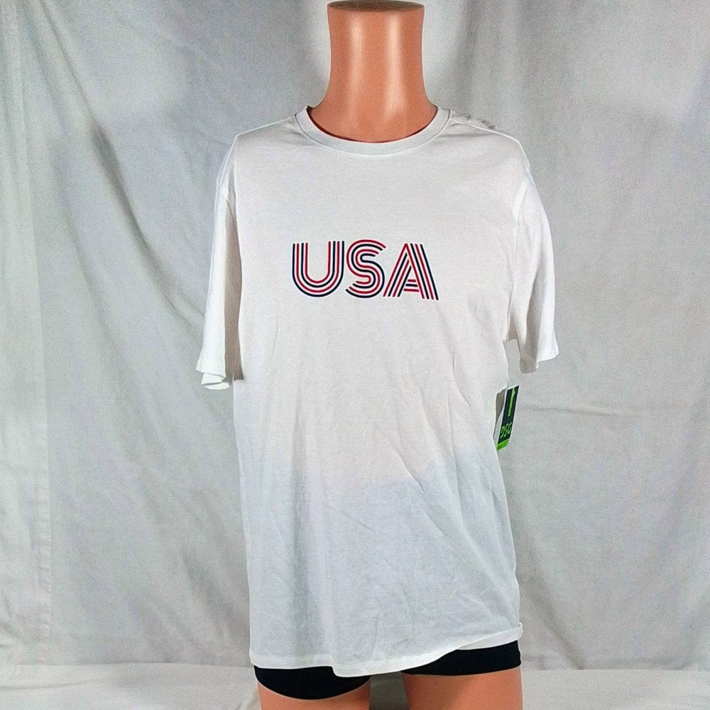 Men's SS Cotton Graphic Tee Pure White Linear USA-Various Sizes-New with Tags