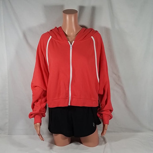 Women's Terry Full Zip Crop Hoodie Radical Red-Various Sizes-New with Tags
