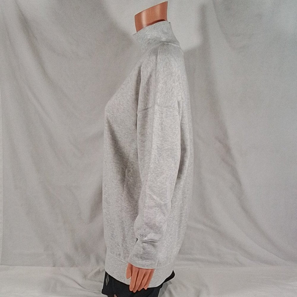 Women's Mock Neck Fleece Tunic Light Heather Grey-S-new with Tags