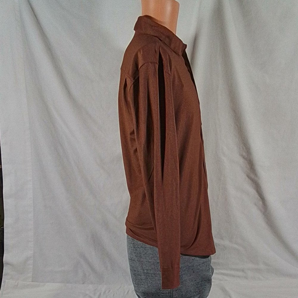 VRST Men's Long Sleeve Button Down Shirt Earth Brown Heather-Various Sizes-NWT