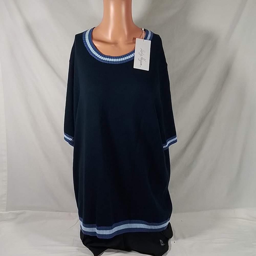Women's Lady Hagen Half Sleeve Dark Navy Crewneck Golf Sweater-Size 1X-NWT