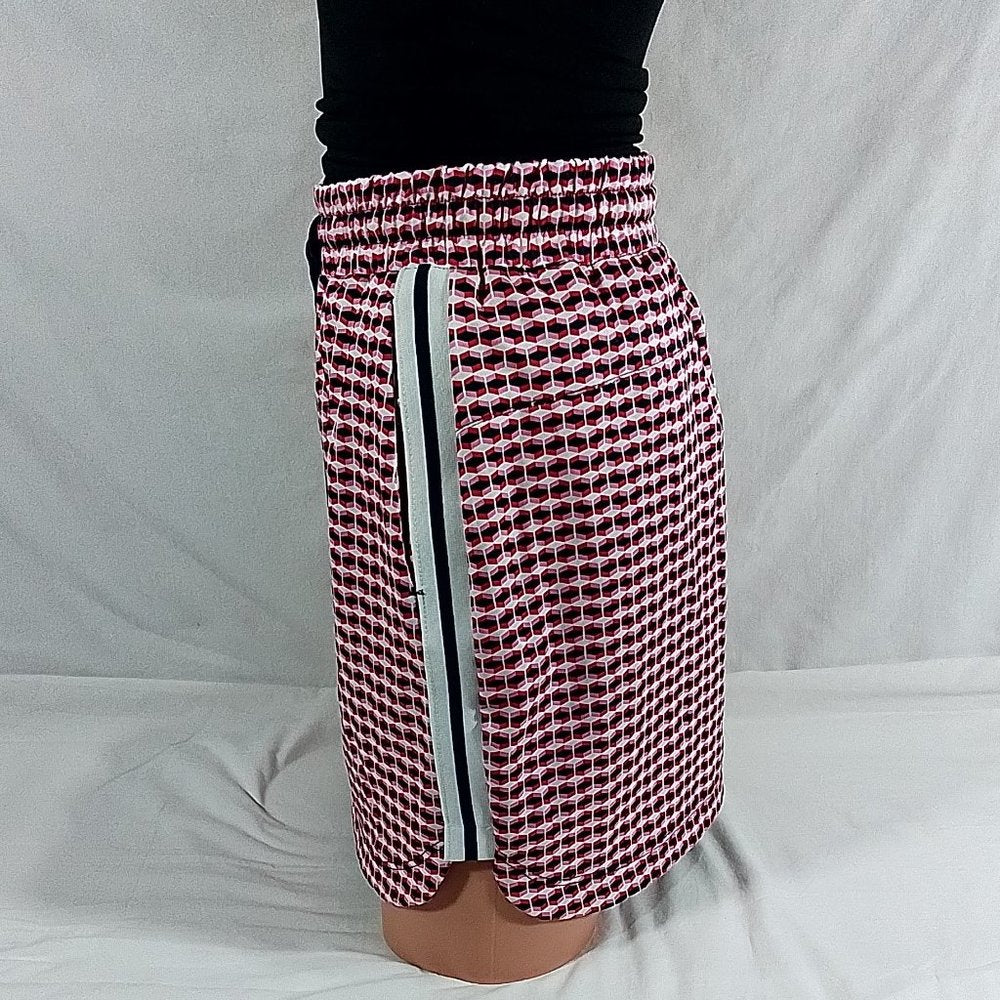 Women's Lady Hagen Off to the Races 16" Side Rib Skort Retro Geo Red-Various Sz