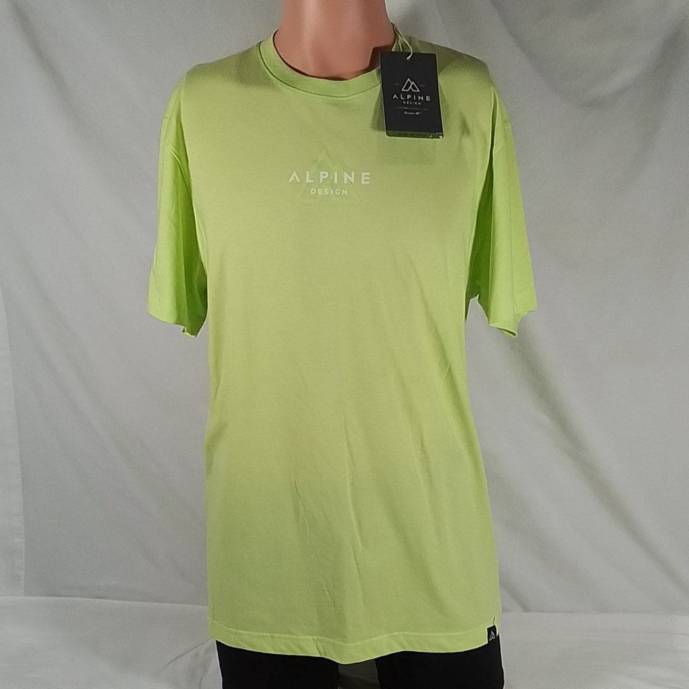 Men's Alpine Design SS Graphic T-Shirt Lime Green Earth- Various Sizes-NWT