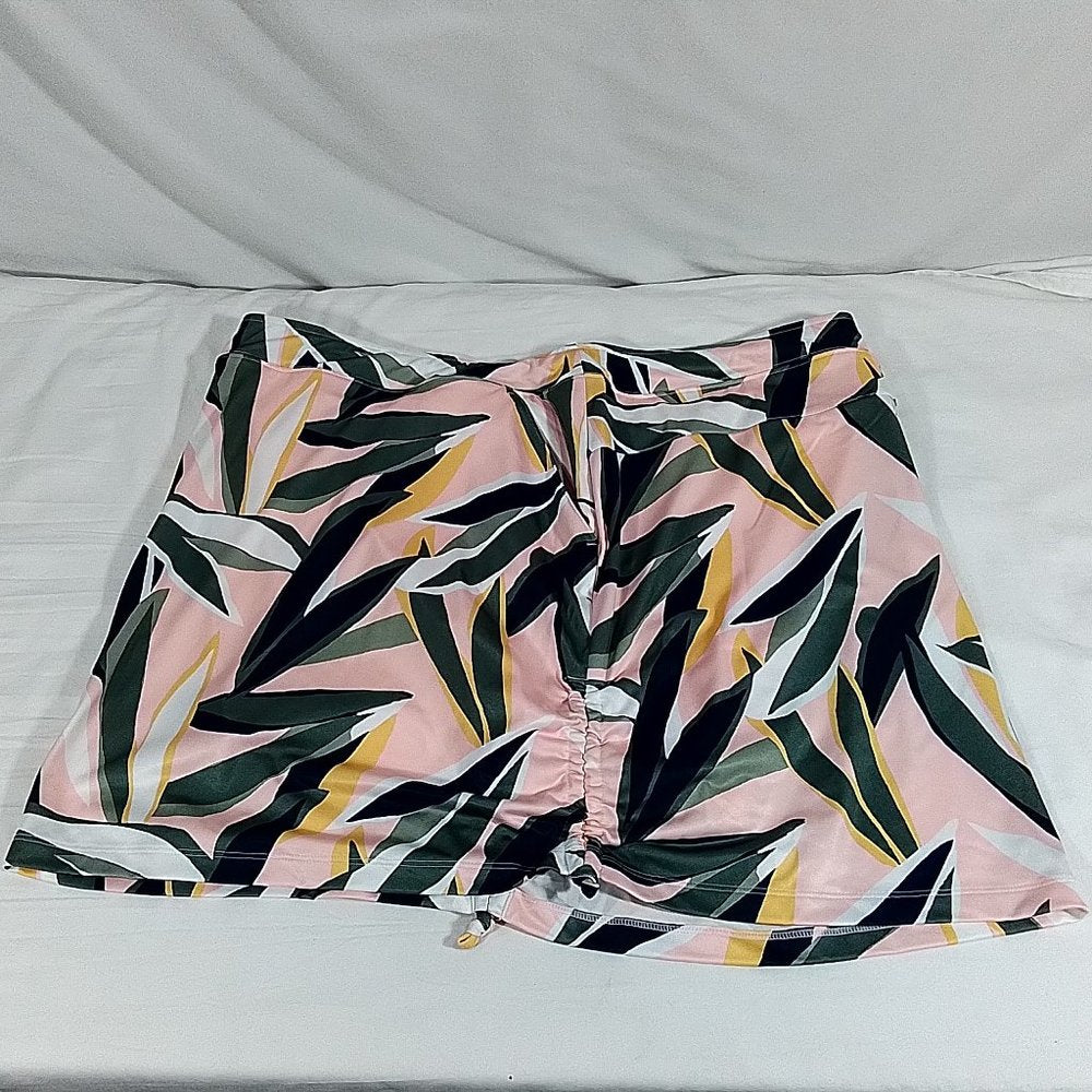 Women's Desert Getaway 16" Side Ruching Skort Retro Leaf Frosted Pink-Sz:XXL-NWT