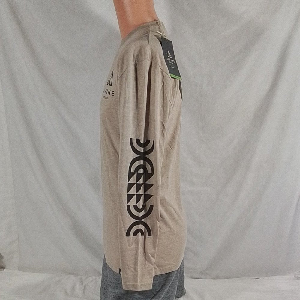 Men's Alpine Design Long Sleeve Free to Roam Graphic T-Shirt Beige Size S-NWT