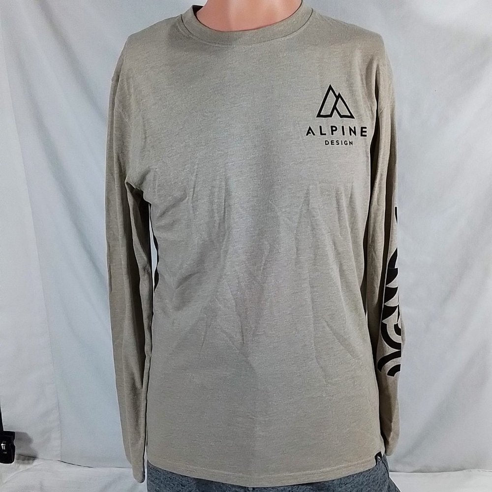 Men's Alpine Design Long Sleeve Free to Roam Graphic T-Shirt Beige Size S-NWT