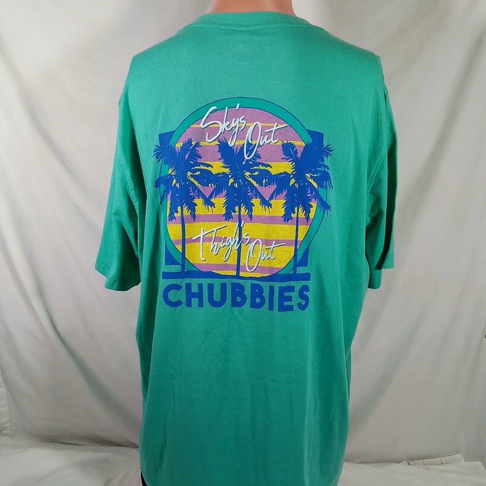 Men's Chubbies Classic Pocket Aquamarines T-Shirt-Mint Heather- Small - NWT