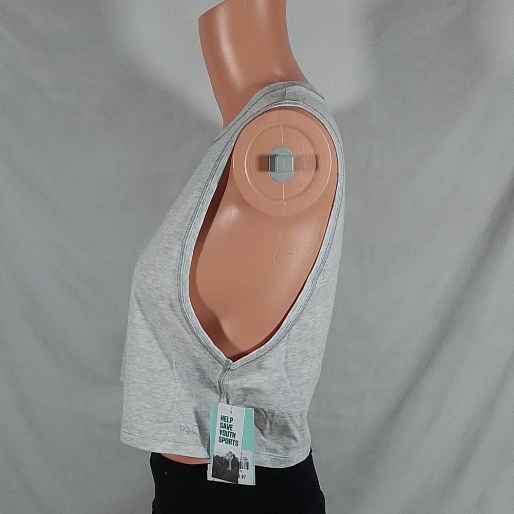 Women's Cotton Cropped Muscle Tank Top-Light Heather Grey-Size: X-Small-NWT