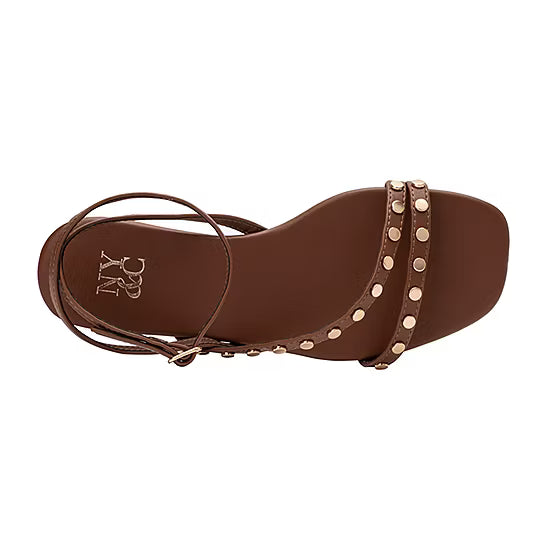 Women's New York & Company Farra Ankle Strap Sandals - Cognac - 7 - NIB