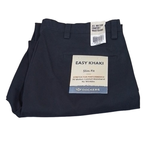 Men's Dockers Slim Fit Flat Front Easy Khaki Pants - Navy - 34x30 - NWT