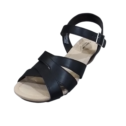 Women's St John's Bay Nevin Strappy Wedge Sandals - Black 8.5 - NIB