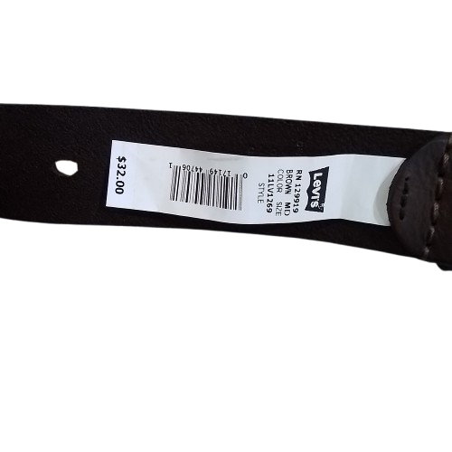 Men's Levi's Leather Perforated Roller Buckle Belt - Brown - M (34/36) - NWT