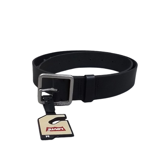 Women's Levi's Square Center Bar Buckle Genuine Leather Belt - Black - M - NWT