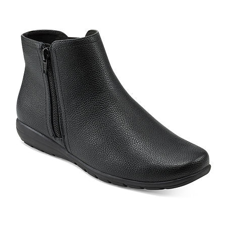 Women's Easy Spirit Alice3 Flat Heel Booties - Black Pebbled - 11W - NIB