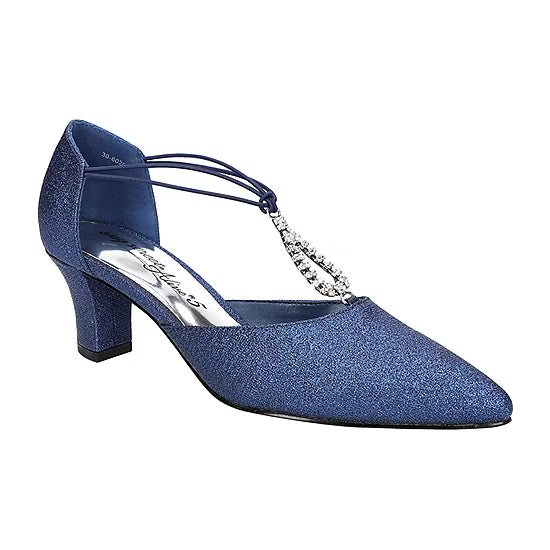 Women's Easy Street Moonlight Pointed Toe Stiletto Pumps - Navy Glitter - 6.5W