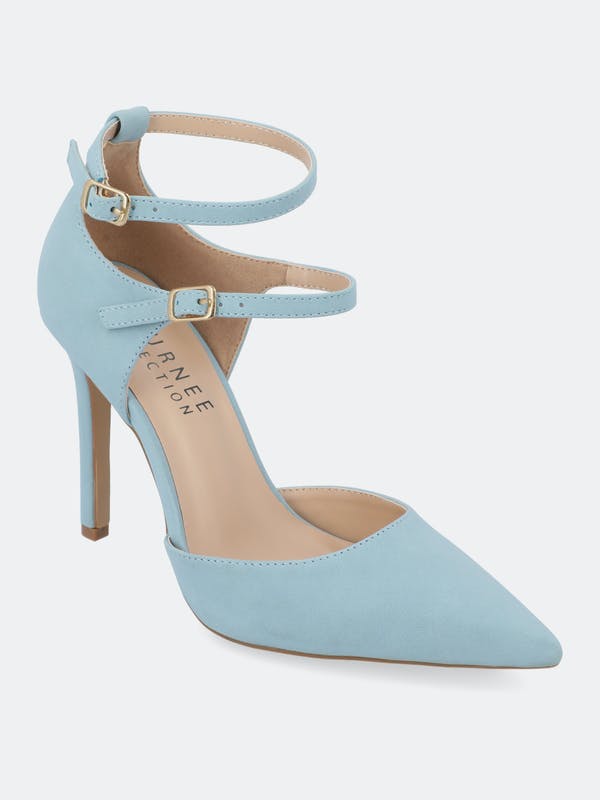 Women's Journee Collection Lilyann Double Strap Buckle Stiletto Heels - Blue - 8.5