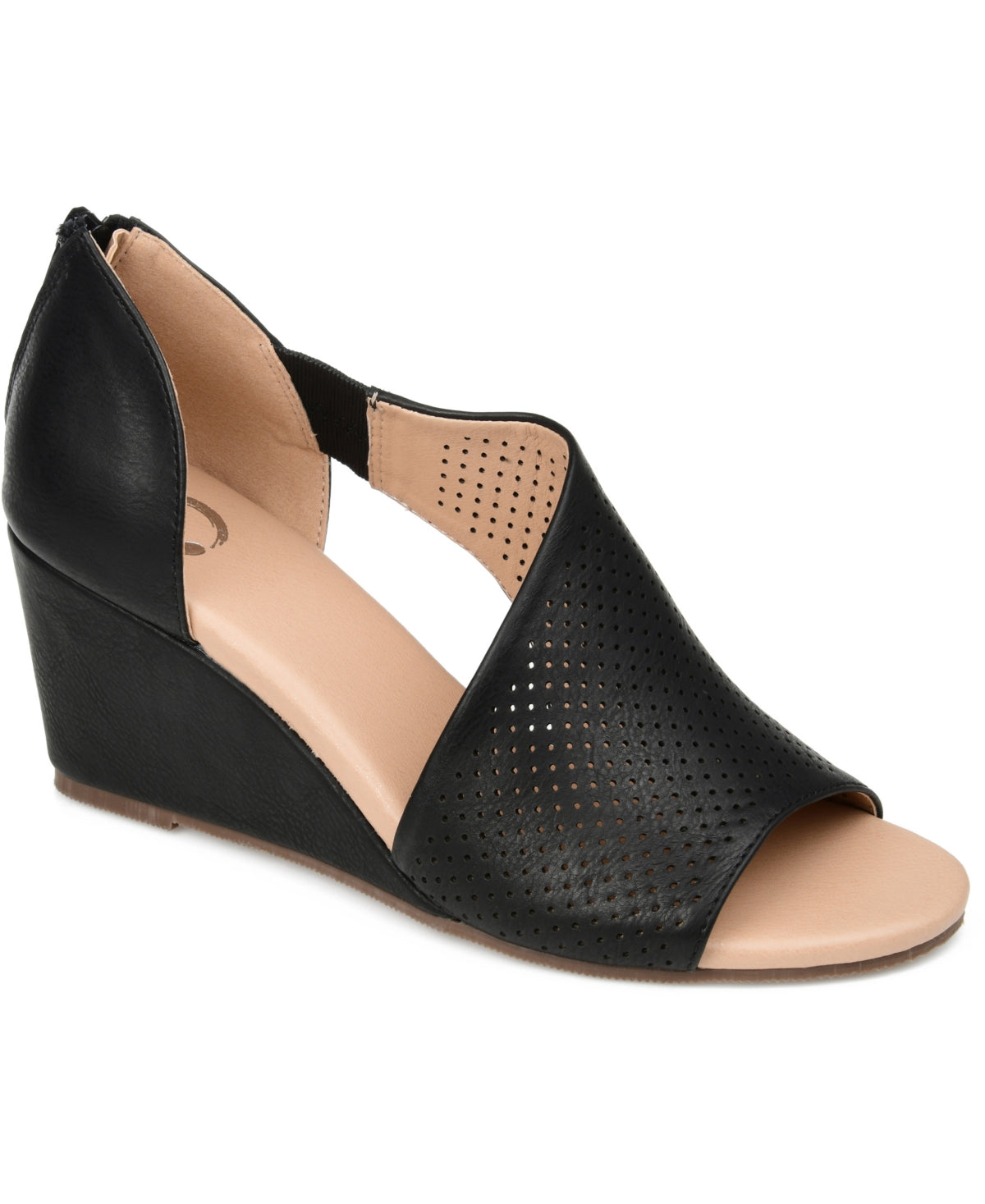 Women's Journee Collection Aretha Round Peep Toe Wedge Heel Pumps - Black - 8W -