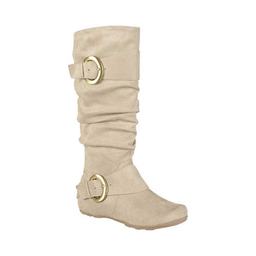 Women's Journee Collection Jester Hidden Wedge Riding Boots - Stone 7 - NWOB