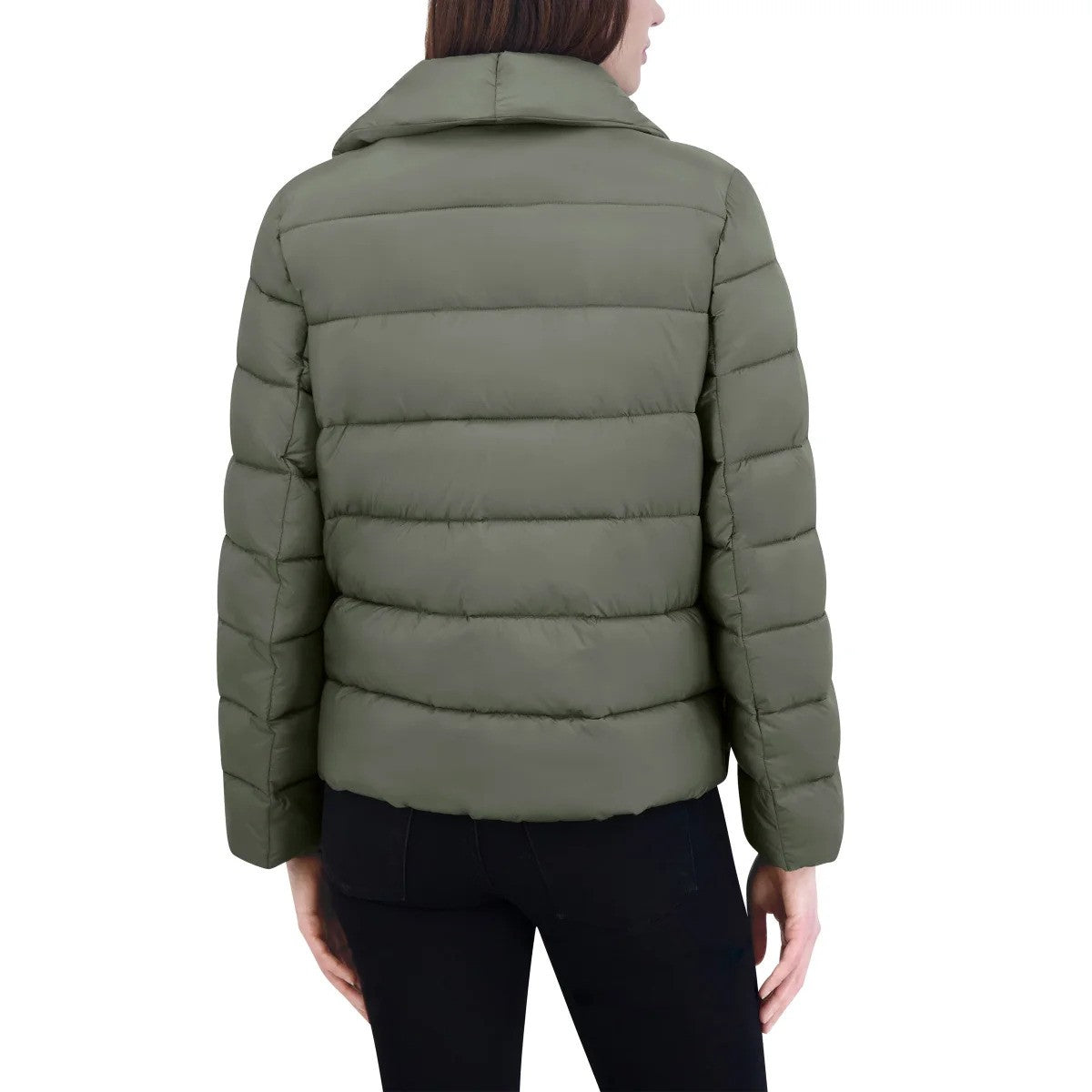 Women's Tahari Asymmetrical Puffer Jacket-Small-Green-NWT