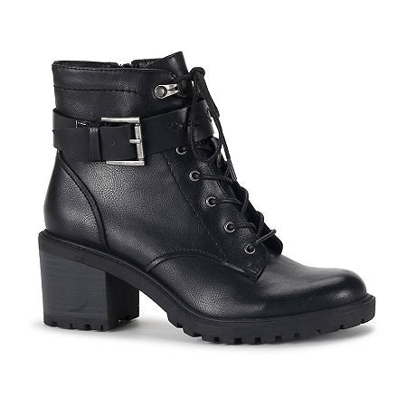 Women's Frye and Co Axel Stacked Heel Lace Up Boots - Black - 8.5 - NIB
