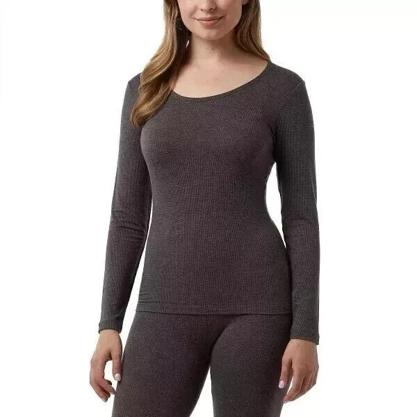 Women's 32 Degrees Heat Scoop Neck Thermal Tops 2 Pack - Charcoal -S- NWT