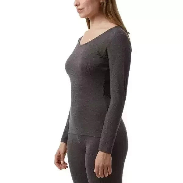 Women's 32 Degrees Heat Scoop Neck Thermal Tops 2 Pack - Charcoal -S- NWT