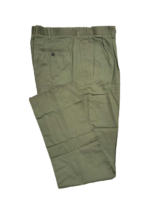 Lands' End Men's Traditional Fit Pleated No Iron Chino Pants 42 UNHEMMED NWOT