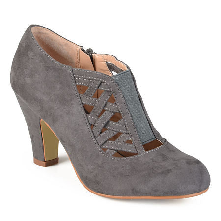 Women's Journee Collection Piper Crisscross Block Heel Booties - Grey - 10W