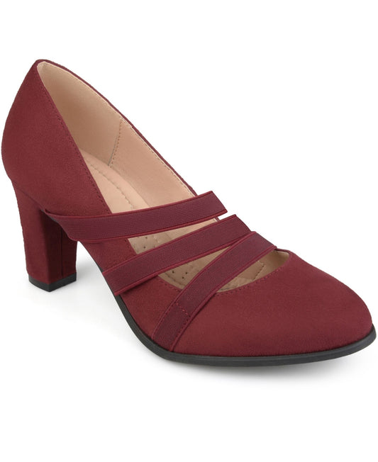 Women's Journee Collection Loren Strappy Vamp Pumps - Wine - 7W - NIB