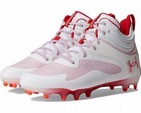 Men's Under Armour Command MC Mid Lacrosse Cleats - White & Red - Var Szs - NWOB