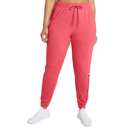Women's Champion Plus Size Powerblend Fleece Graphic Joggers Peachy Pink 1X NWT