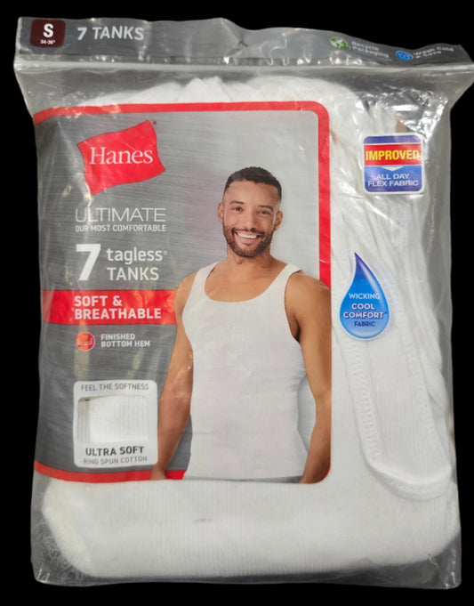 Hanes Men's Tag less Tank Top-T-Shirts-White-NIB