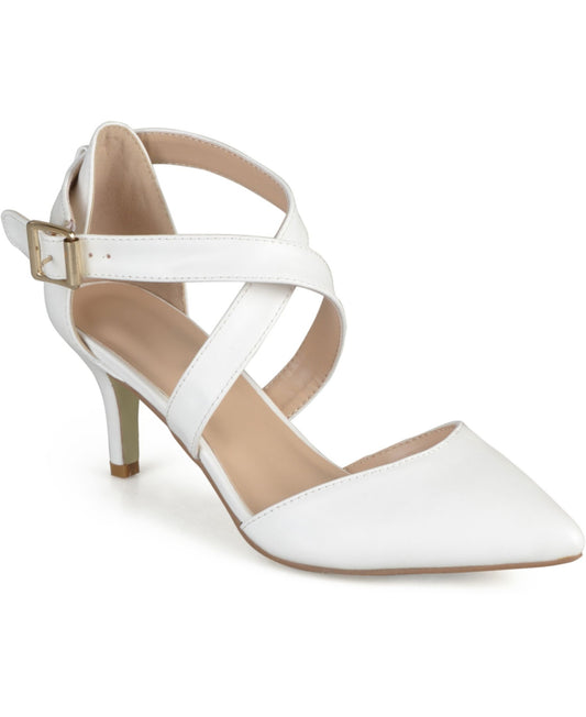 Women's Journee Collection Riva Pointed Toe Kitten Heel Pumps - White - 8.5W