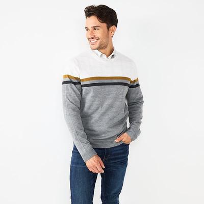 Men's Apt 9 Colorblock Merino Blend Lightweight Sweater - Gold 4 - M - NWOT