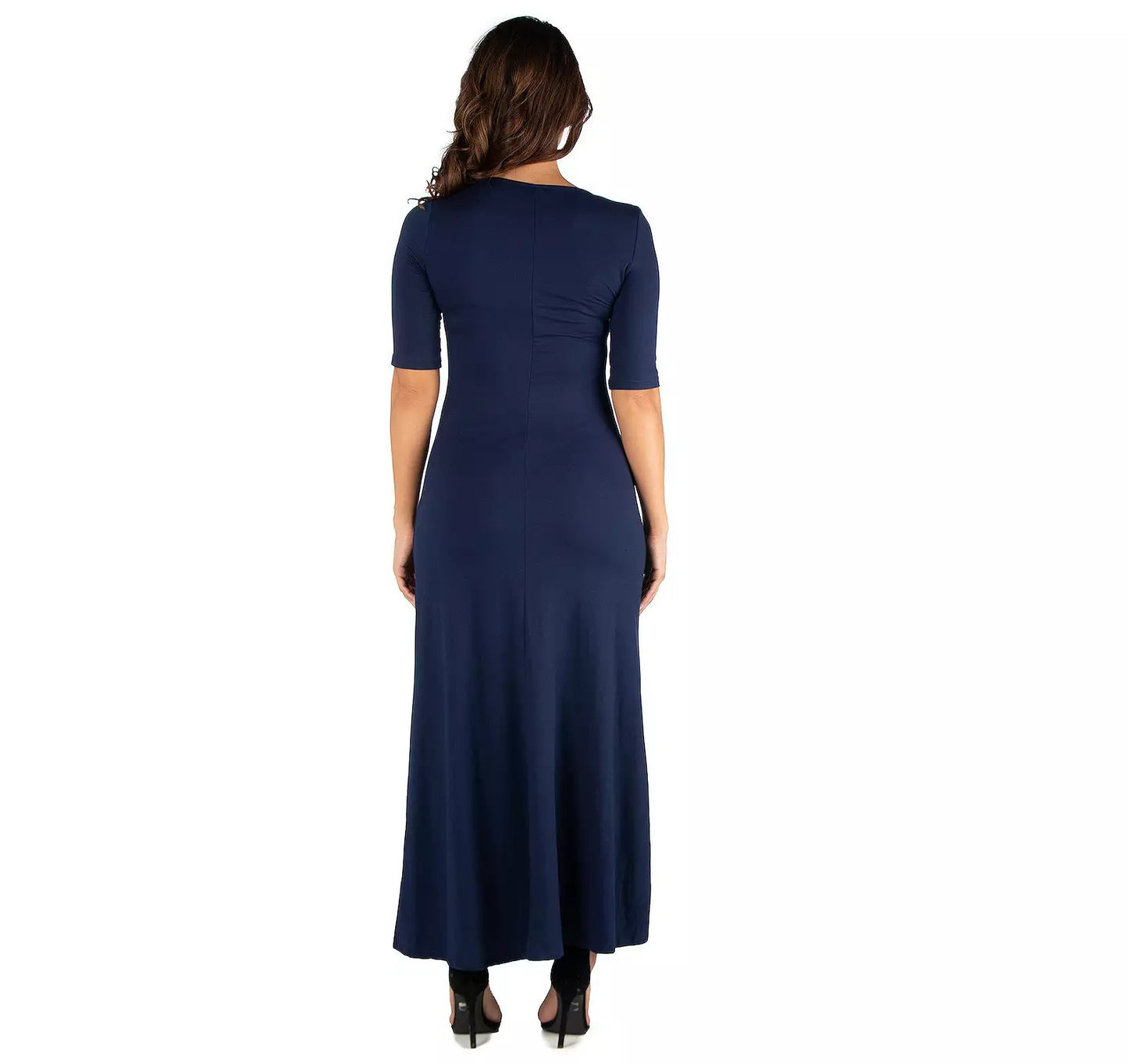 24seven Women's Scoop Neck Maxi Dress 1X Navy NWT