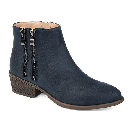 Women's Journee Collection Jayda Stacked Heel Booties- Navy - 9 - NIB