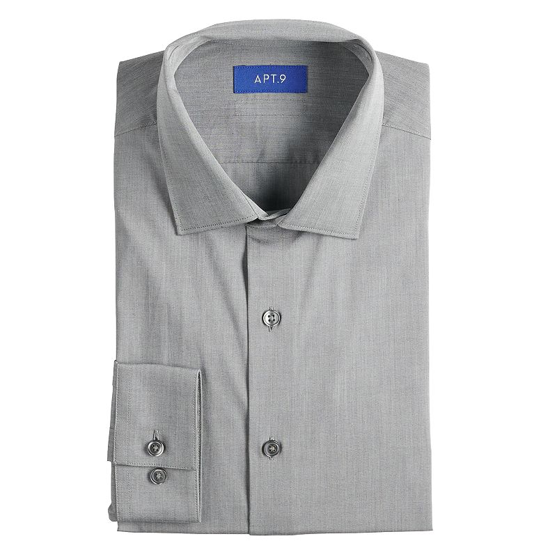 Men's Apt 9 Premier Flex Slim Fit Dress Shirt - Steel - L(16-16.5/32-33) - NWOT
