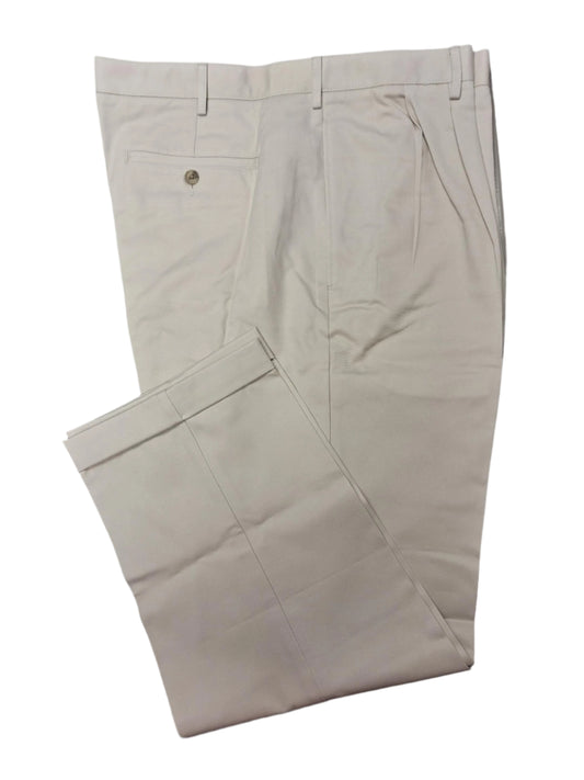 Men's Lands' End Traditional Fit Pleated No Iron Chino Pants 32" Inseam NWOT