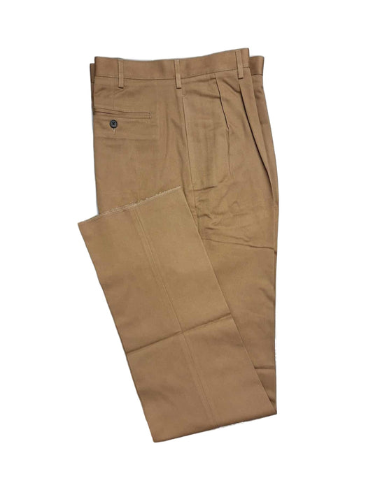 Lands' End Men's Traditional Fit Pleated Front Chino Pants 36 UNHEMMED NWOT