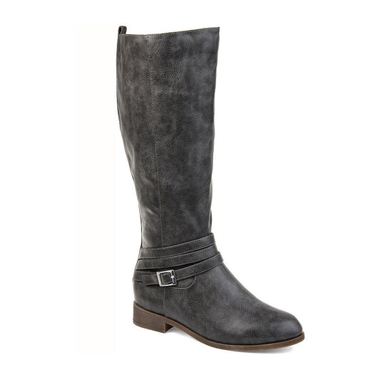 Women's Journee Collection Ivie Stacked Heel Wide Calf Riding Boots - Grey - 11