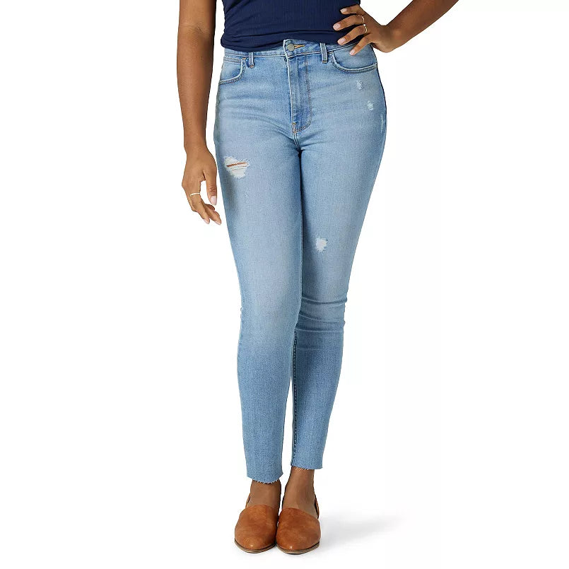 Women's Wrangler High Rise Unforgettable Skinny Distressed Jeans -Glacier 16 NWT