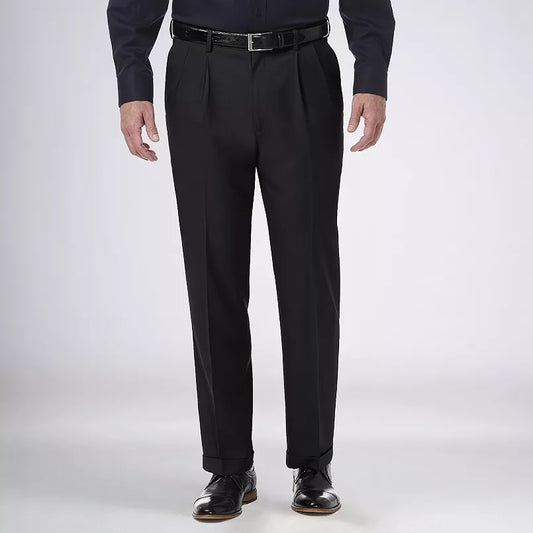 Croft & Barrow Premium No Iron Pleated Comfort Waistband Pants-36-Black-NWT