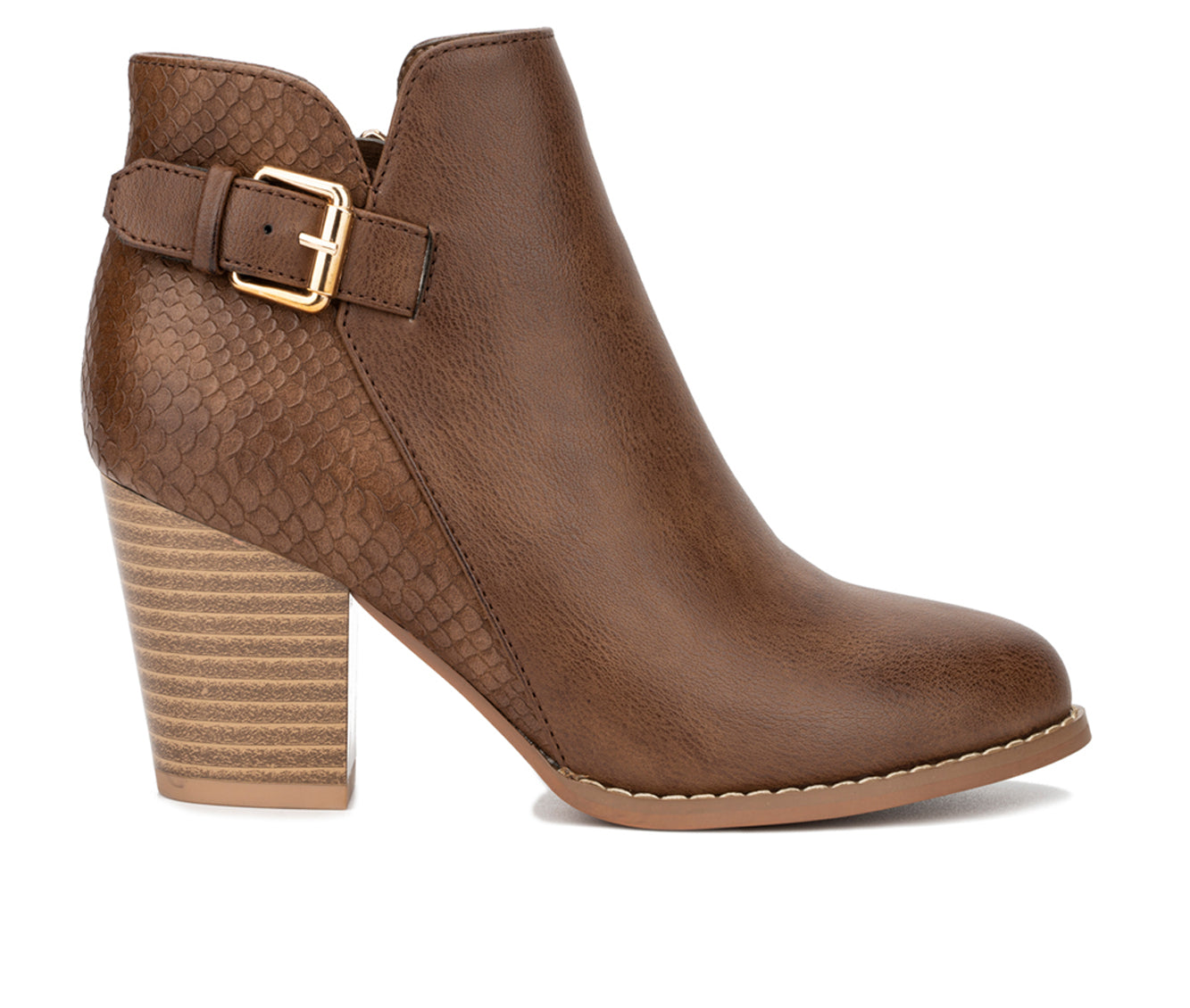 Women's New York & Company Jamie Stacked Heel Ankle Boots - Brown - 8 - NIB