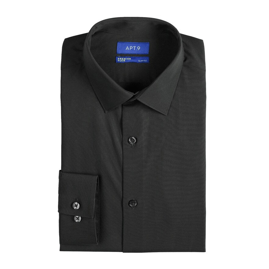 Men's Apt 9 Premier Flex Slim Fit Dress Shirt - Black - L(16-16.5/32-33) - NWOT