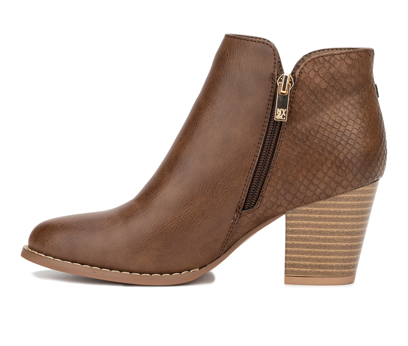 Women's New York & Company Jamie Stacked Heel Ankle Boots - Brown - 8 - NIB