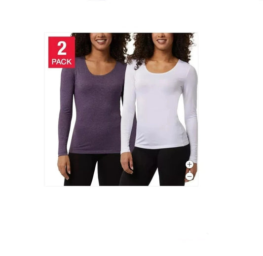 32 Degrees Women's 2 Pack Light Thermal Scoop Neck Base Layer Top XL NWT