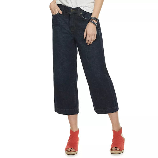 Sonoma Wide Leg High Rise Crop Jeans-Rinse-New with Tags