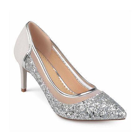 Women's Journee Collection Kalani Stiletto Heel Pumps - Silver - 7 - NWOB