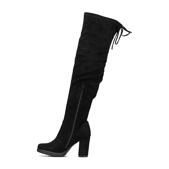 Women's New York & Company Adora Over The Knee Block Heel Boots - Black - 11 NIB